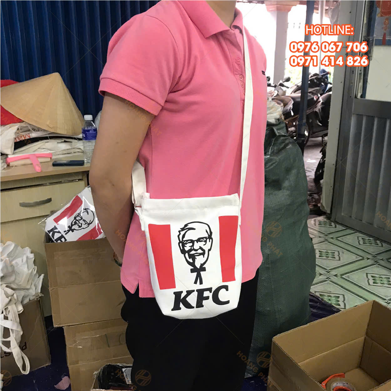 Túi canvas đeo chéo 10 Túi canvas đeo chéo mini KFC