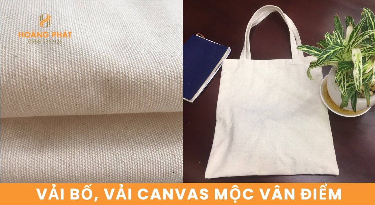 May túi vải canvas bằng vải canvas mộc vân điểm