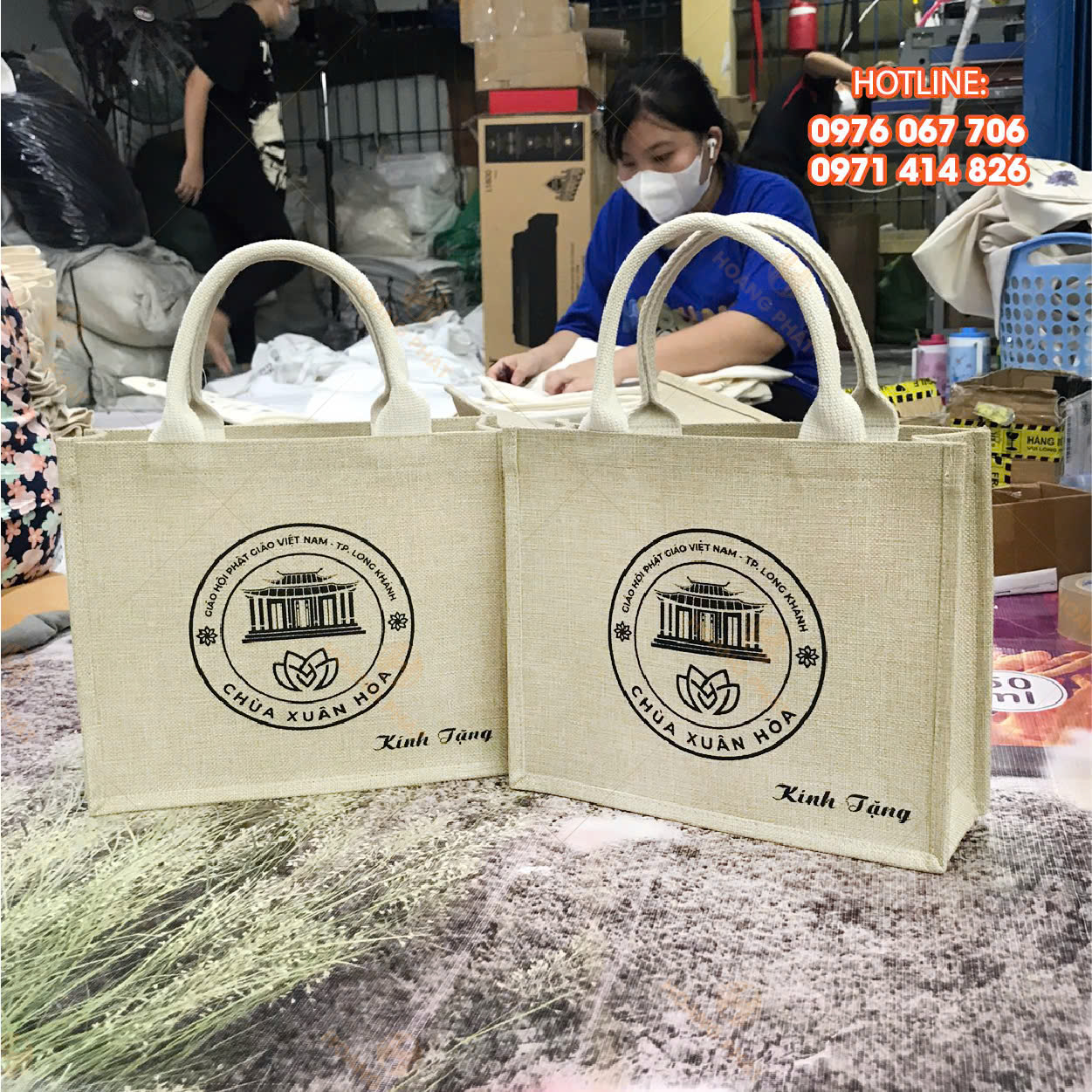 Túi canvas dạng hộp 47 Túi vải đay linen may sẵn